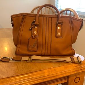 Milly Camel Leather Satchel with Strap